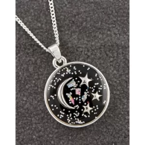 Image of Midnight Sparkle Silver Plated Round Stars Necklace