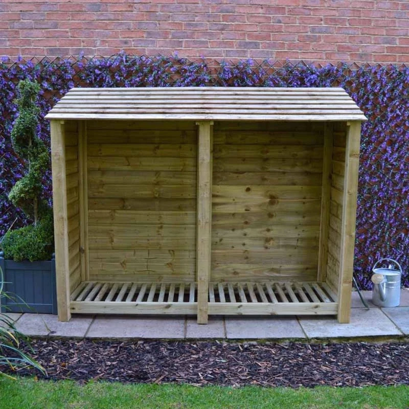 Image of Rutland County Garden Furniture Ltd Normanton 6ft Log Store - L80 x W230 x H181cm - Light Green Light Green Unisex