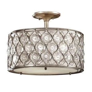 Image of 3 Light Semi Flush Ceiling Light Burnished Silver, E27