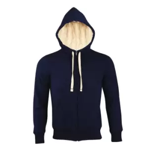 Image of SOLS Sherpa Unisex Zip-Up Hooded Sweatshirt / Hoodie (S) (French Navy)