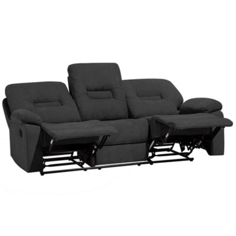 Image of Beliani Manual Recliner Sofa 3 Seater Bergen Fabric Dark Grey