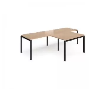 Image of Adapt double straight desks 2800mm x 800mm with 800mm return desks -