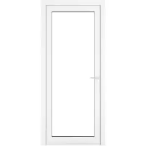 Image of Crystal uPVC Single Door Full Glass Left Hand Open In 920mm x 2090mm Clear Double Glazed White (each)