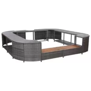 Image of Vidaxl Square Spa Surround Grey 268 X 268 X 55cm Poly Rattan