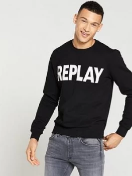 Image of Replay Logo Sweatshirt Black Size M Men