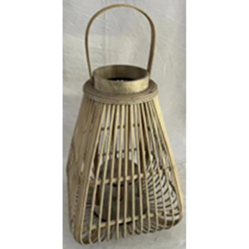 Image of Hill Interiors Medium Peardrop Lantern With Glass Holder - Wicker - L26 X W26 X H35 Cm