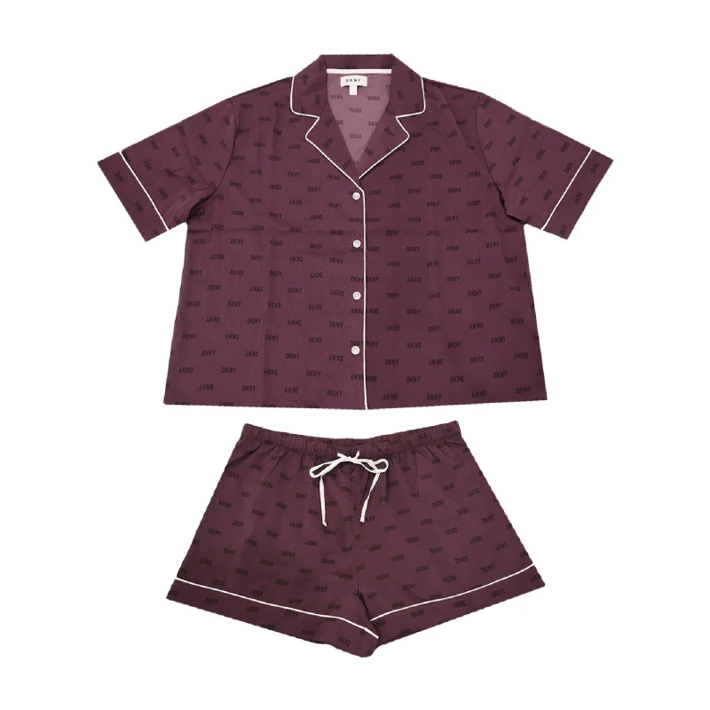 Image of DKNY Womens Boxer Short Sleeve Pyjama Set Sapphire female 10 (S)