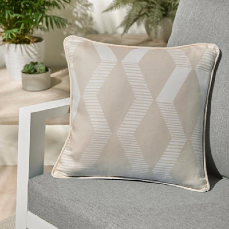 Image of Fusion Rico Geometric Outdoor Filled Cushion 43cm x 43cm Natural