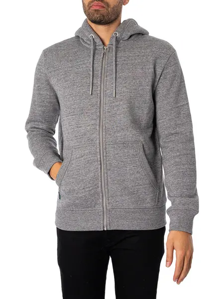 Image of Superdry Essential Logo Zip Hoodie Dark Grey Fleck Marl M