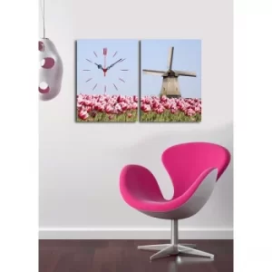 Image of 2P3040CS-120 Multicolor Decorative Canvas Wall Clock (2 Pieces)