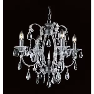 Image of Impex Versailles Bead Silver Streak 4 Arm Chandelier