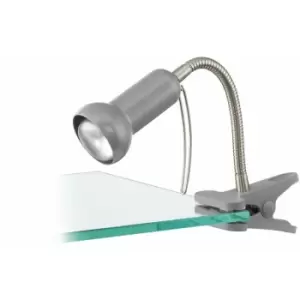 Image of Loops - Clip On Spot Light Colour Silver White Shade In Line Switch Bulb E14 1x40W