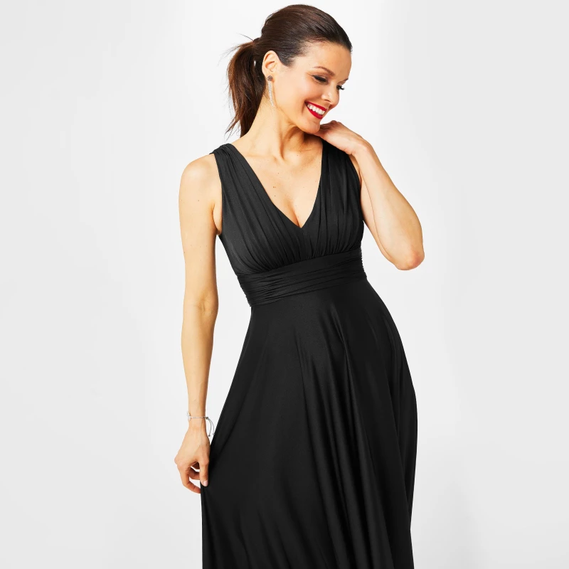 Image of Biba Deep V Maxi Dress - Black 6