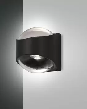 Image of Remy LED Outdoor Up Down Wall Light Black Glass, IP65