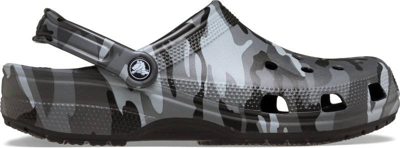 Image of Crocs Unisex Classic Camouflage Clogs Black/Slate Grey M11