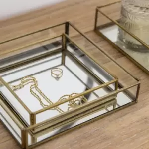 Image of Set of 2 Antique Brass Trays