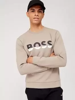 Image of BOSS Salbo 1 Logo Sweatshirt, Light Green, Size L, Men