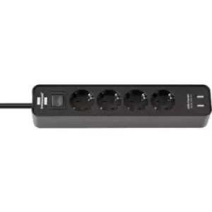 Image of Brennenstuhl 1153240006 Power strip (+ switch) 4x Black PG connector