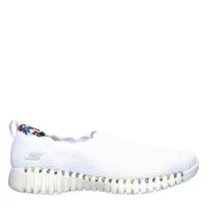 Image of Skechers Go Walk Scalloped Womens Slip On Trainers - White