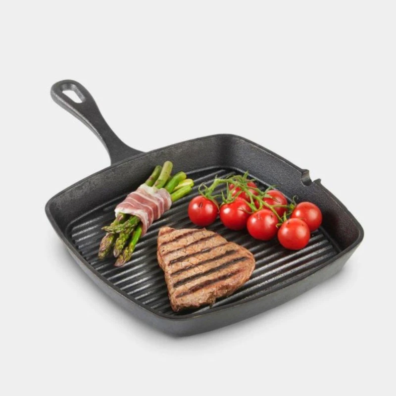 Image of VonShef Pre-Seasoned Non-Stick Cast Iron Griddle Pan Black unisex