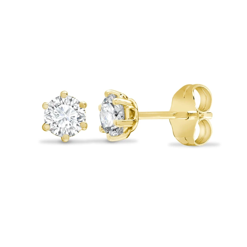 Image of Jewelco London 18ct Gold 0.2ct Diamond Solitaire Stud Earrings - 18E378-020 Gold female