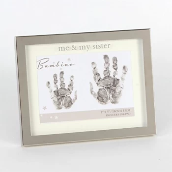 Image of Bambino Silver Colour Hand Print Frame - Me & My Sister 7x5"