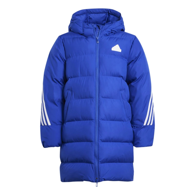 Image of adidas Kids Future Icons Hooded Long Sleeve Puffer Jacket Semi Blue male 15-16 Years