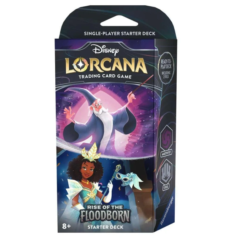 Image of Disney Lorcana Trading Card Game Rise of the Flooborn Amethyst and Steel Starter Deck