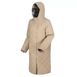 Image of Regatta Orla Kiely Quilted Midi Reversible Jacket - Oat/RflTrBlk