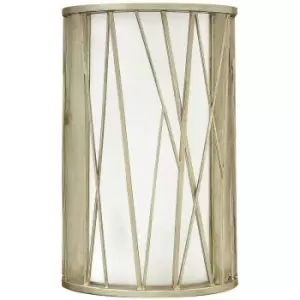Image of Wall Light Opal Glass & Painted Linen Affect Siver Leaf LED E27 75W