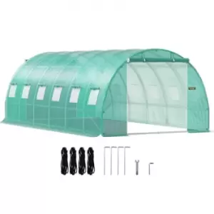 Image of VEVOR Walk-in Tunnel Greenhouse, 20 x 10 x 7ft Portable Plant Hot House w/ Galvanized Steel Hoops, 3 Top Beams, 4 Diagonal Poles, 2 Zippered Doors & 1
