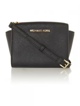Image of Michael Kors Selma Black mini cross body bag Black