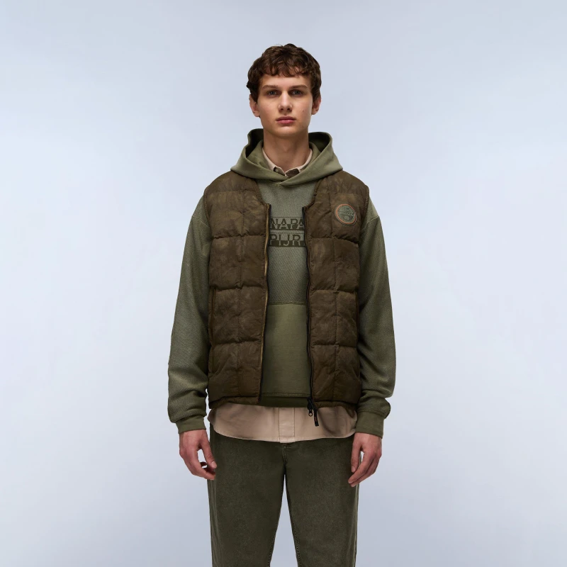 Image of Napapijri Mens Vajolet Quilted Gilet Tea Leaf male L