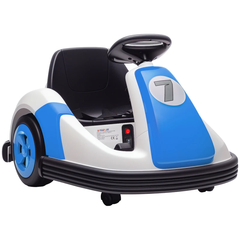 Image of AIYAPLAY Kids Bumper Car with 360-Degree Rotation Spin, Safety Belt, Blue 370-398V70BU