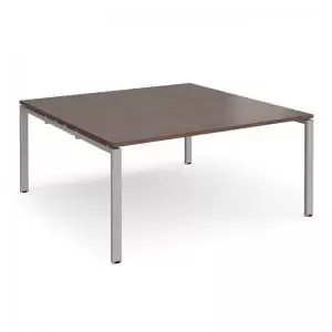 Image of Adapt square boardroom table 1600mm x 1600mm - silver frame and walnut