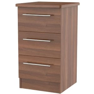 Image of Robert Dyas Edina Ready Assembled 3-Drawer Bedside Table -Walnut