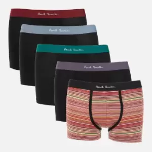 Image of Paul Smith Mens 5-Pack Trunk Boxer Shorts - Black/Multi Stripe - S