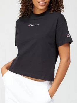 Image of Champion Crew Neck Crop Top - Black