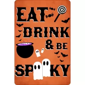 Image of Greet Tin Card Eat Drink & Be Spooky Plaque (One Size) (Orange/Black)