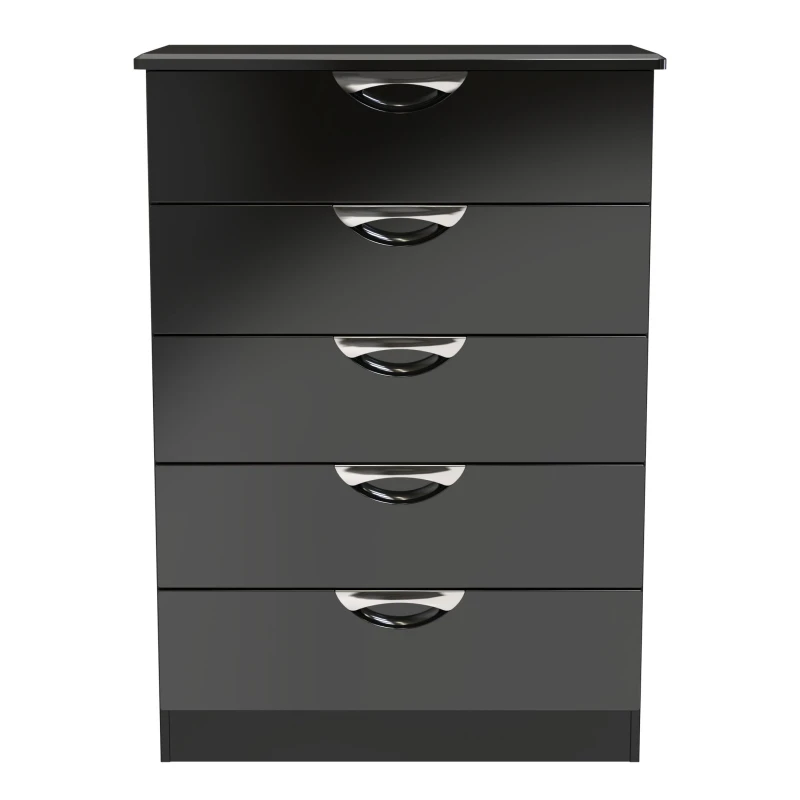 Image of Ready Assembled 2 U Holborn 5 Drawer Chest (Ready Assembled) in Black Size: Large Black Unisex Large