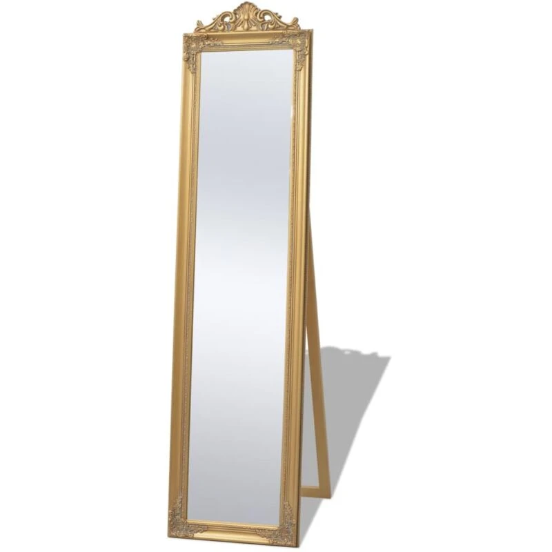 Image of vidaXL Free-Standing Mirror Baroque Style 160x40cm Gold Makeup Looking Glass