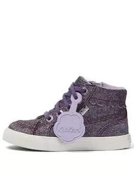 Image of Kickers Tovni Hi Glitter High Top Trainer, Purple, Size 10 Younger