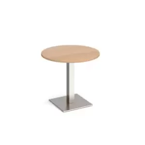 Image of Brescia circular dining table with flat square brushed steel base 800mm - beech