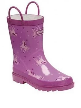 Image of Regatta Girls Mudplay Junior Unicorn Wellies - Pink
