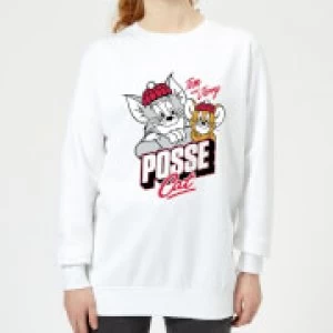 Image of Tom & Jerry Posse Cat Womens Sweatshirt - White - M