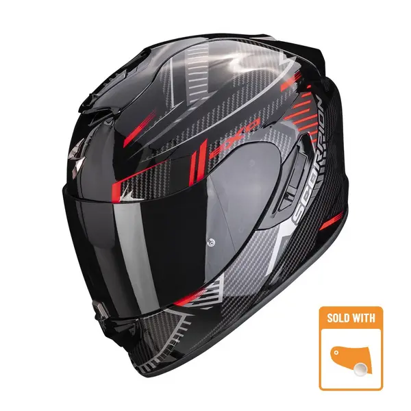 Image of Scorpion Exo-1400 Evo Air Shell Black-Red Full Face Helmet Size M