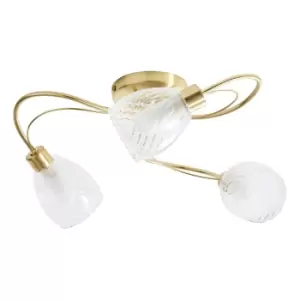 Image of Spa Veria 3 Light Ceiling Light Clear Glass and Satin Brass