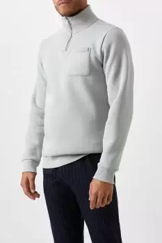 Image of Spearmint Pocket Detail 1/4 Zip Funnel Sweatshirt