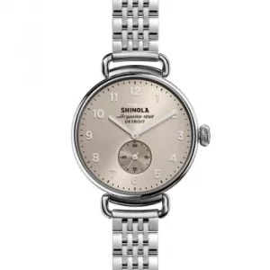 Image of Unisex Shinola Canfield 38mm Sub Second Polished SS 7 Link Chronograph Watch