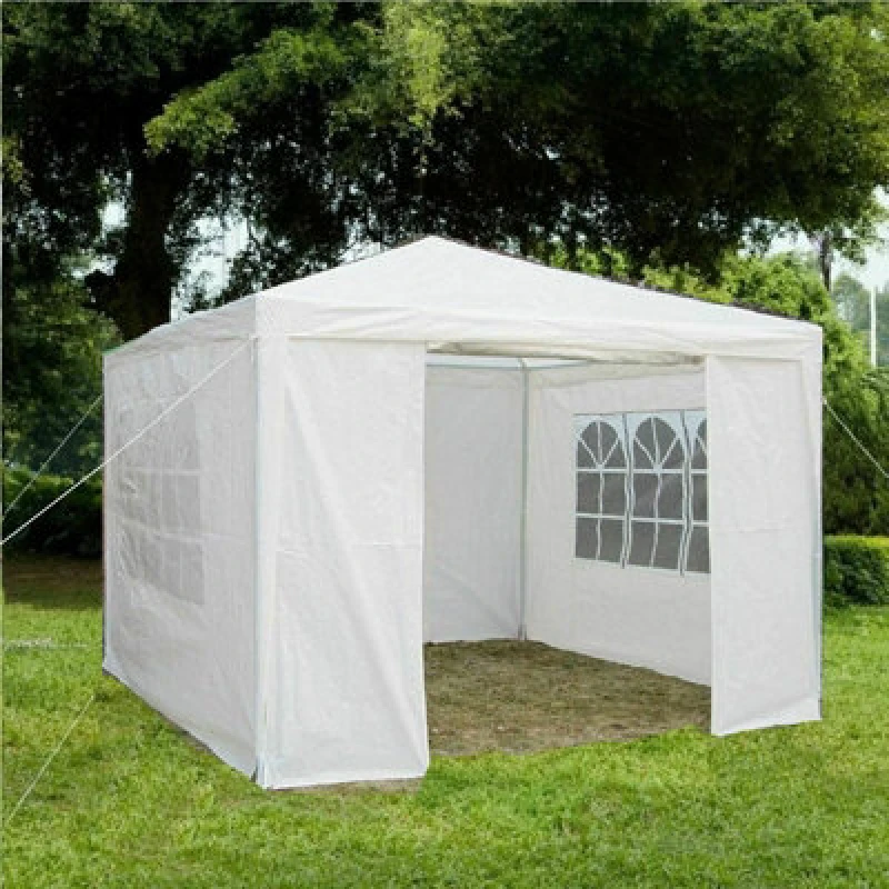 Image of Gr8 Garden Blue Gazebo With Sides Garden Marquee Tent 3x3m White